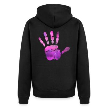 Hand Stop - Unisex Premium Organic Zip Hoodie - black - Back - Nico (187cm)