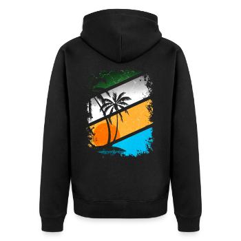 Été Soleil Plage Palmes Vacances Vacances - Veste à capuche bio Premium Unisexe - noir - Dos - Nico (187cm)