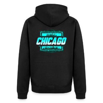 Chicago - Unisex Premium Organic Zip Hoodie - black - Back - Nico (187cm)
