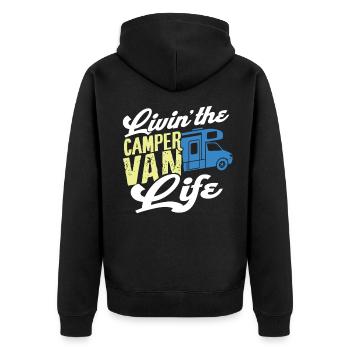 Camper van - Unisex Premium Organic Zip Hoodie - black - Back - Nico (187cm)