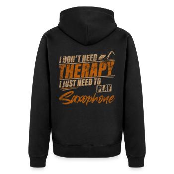 Saxophon - Unisex Premium Bio Zip Hoodie - Schwarz - Hinten - Nico (187cm)