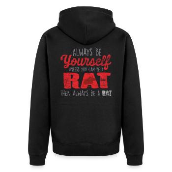 Ratte - Unisex Premium Bio Zip Hoodie - Schwarz - Hinten - Nico (187cm)