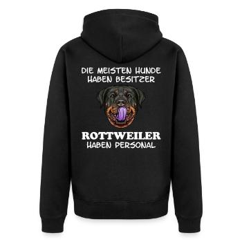 Besitzer Personal Rottweiler Hund - Unisex Premium Bio Zip Hoodie - Schwarz - Hinten - Nico (187cm)