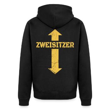 Echte Kerle Mallorca Spruch Zweisitzer Sauf - Unisex Premium Bio Zip Hoodie - Schwarz - Hinten - Nico (187cm)