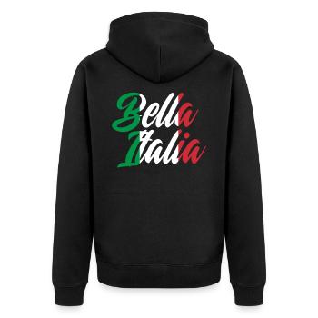 Italy - Unisex Premium Organic Zip Hoodie - black - Back - Nico (187cm)