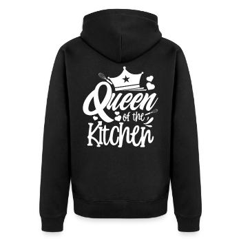 Kitchen queen - Unisex Premium Organic Zip Hoodie - black - Back - Nico (187cm)