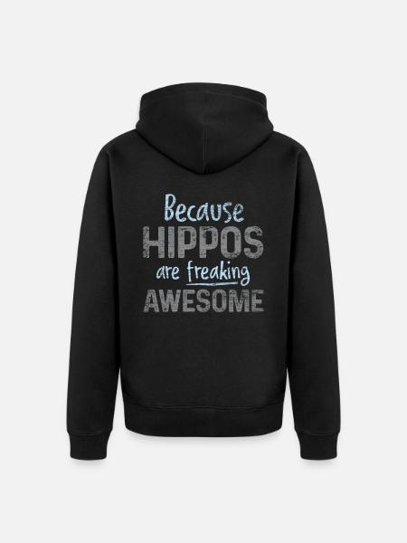 hippo - Unisex Premium Organic Zip Hoodie - black
