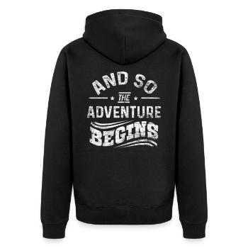 Abenteuer - Unisex Premium Bio Zip Hoodie - Schwarz - Hinten - Nico (187cm)