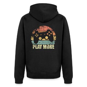 Gamer - Unisex Premium Bio Zip Hoodie - Schwarz - Hinten - Nico (187cm)