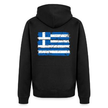Greece flag - Unisex Premium Organic Zip Hoodie - black - Back - Nico (187cm)