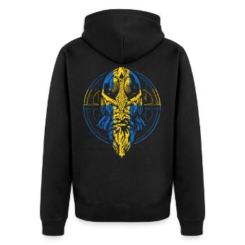 Schwedischer Wikinger - Unisex Premium Bio Zip Hoodie - Schwarz - Hinten - Nico (187cm)