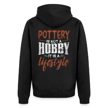 Töpfern - Unisex Premium Bio Zip Hoodie - Schwarz - Hinten - Nico (187cm)