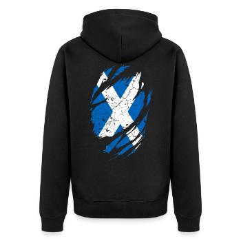 Schottland Flagge - Unisex Premium Bio Zip Hoodie - Schwarz - Hinten - Nico (187cm)