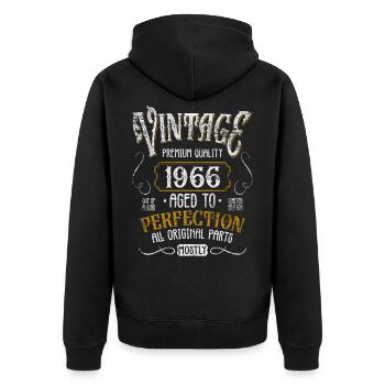 Birthday born in 1966 - Unisex Premium Organic Zip Hoodie - black - Back - Nico (187cm)