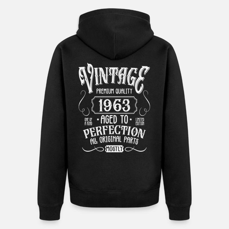Anniversaire né en 1963 - Veste à capuche bio Premium Unisexe - noir