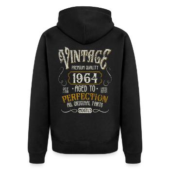 Birthday born in 1964 - Unisex Premium Organic Zip Hoodie - black - Back - Nico (187cm)