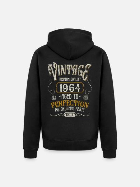 Fødselsdag født i 1964 - Premium økologisk unisex-hættejakke - sort