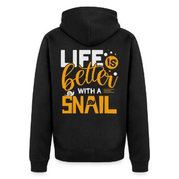 slug - Unisex Premium Organic Zip Hoodie - black - Back - Nico (187cm)