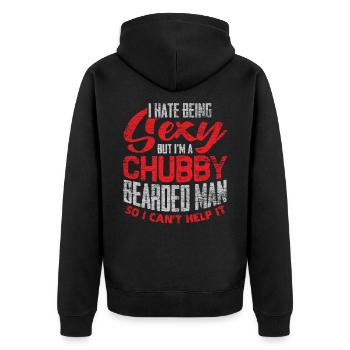 Sexy beard and thick - Unisex Premium Organic Zip Hoodie - black - Back - Nico (187cm)