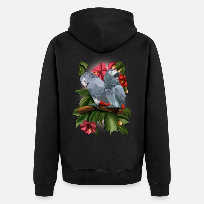 Perroquet gris d'Afrique - Veste à capuche bio Premium Unisexe - noir