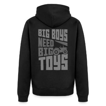 Traktor - Unisex Premium Bio Zip Hoodie - Schwarz - Hinten - Nico (187cm)