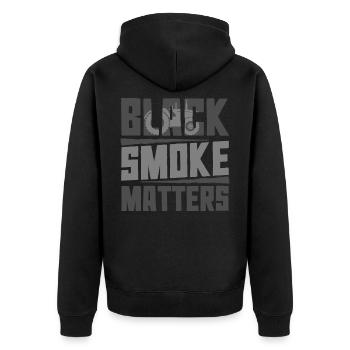 Traktor - Unisex Premium Bio Zip Hoodie - Schwarz - Hinten - Nico (187cm)