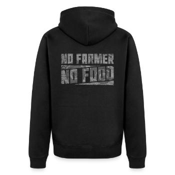 Landwirt - Unisex Premium Bio Zip Hoodie - Schwarz - Hinten - Nico (187cm)