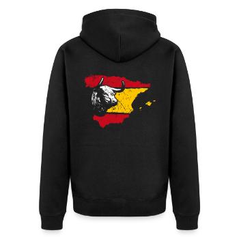 Spain flag with bull - Unisex Premium Organic Zip Hoodie - black - Back - Nico (187cm)