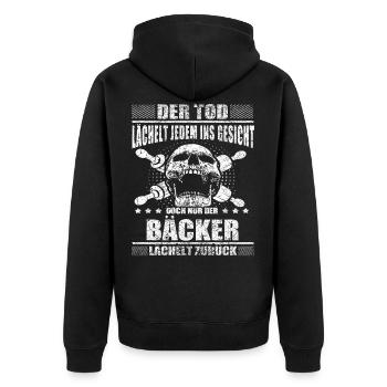 Lustiger Spruch für Bäcker - Unisex Premium Bio Zip Hoodie - Schwarz - Hinten - Nico (187cm)