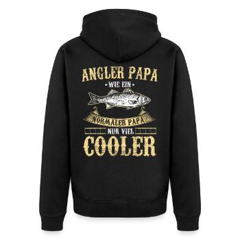 Angler Papa wie ein normaler Papa nur viel cooler - Unisex Premium Bio Zip Hoodie - Schwarz - Hinten - Nico (187cm)