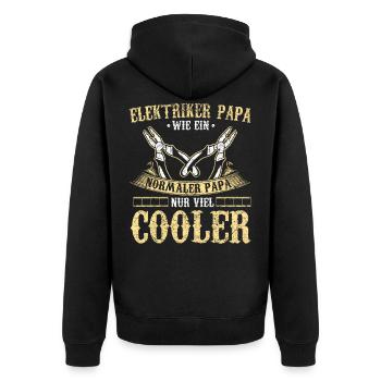 Elektriker Papa - Unisex Premium Bio Zip Hoodie - Schwarz - Hinten - Nico (187cm)