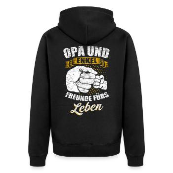 Opa und Enkel - Unisex Premium Bio Zip Hoodie - Schwarz - Hinten - Nico (187cm)