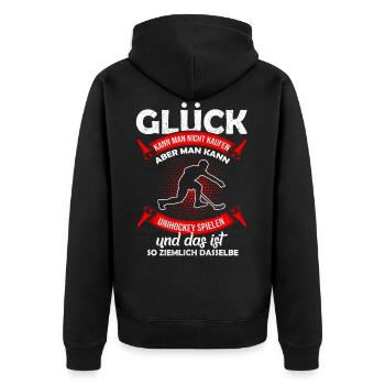 Unihockey - Unisex Premium Bio Zip Hoodie - Schwarz - Hinten - Nico (187cm)