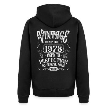 Birthday born in 1978 - Unisex Premium Organic Zip Hoodie - black - Back - Nico (187cm)