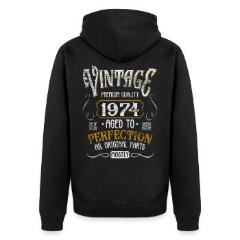 Birthday born in 1974 - Unisex Premium Organic Zip Hoodie - black - Back - Nico (187cm)