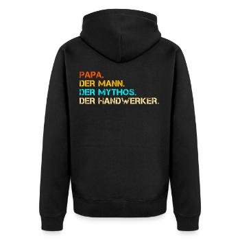 Handwerker Papa - Unisex Premium Bio Zip Hoodie - Schwarz - Hinten - Nico (187cm)