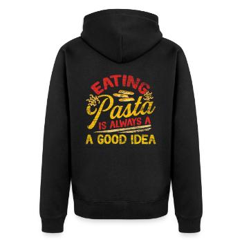 pasta - Unisex Premium Organic Zip Hoodie - black - Back - Nico (187cm)
