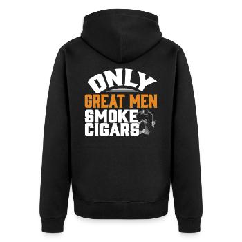 Zigarren - Unisex Premium Bio Zip Hoodie - Schwarz - Hinten - Nico (187cm)