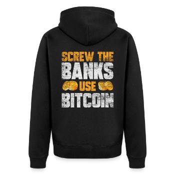 Bitcoin - Unisex Premium Organic Zip Hoodie - black - Back - Nico (187cm)