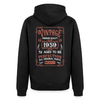 Birthday born in 1959 - Unisex Premium Organic Zip Hoodie - black - Back - Nico (187cm)