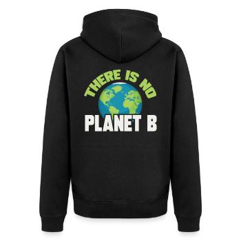 Klimawandel Klimaschutz - Unisex Premium Bio Zip Hoodie - Schwarz - Hinten - Nico (187cm)