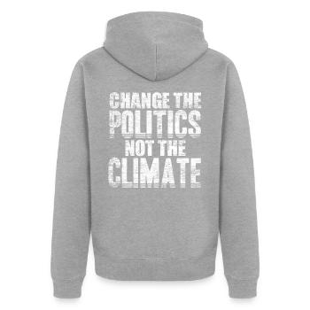 Changement climatique Politique - Veste à capuche bio Premium Unisexe - gris chiné - Dos - Nico (187cm)
