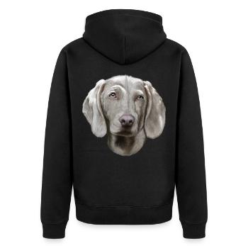 Weimaraner Hund - Unisex Premium Bio Zip Hoodie - Schwarz - Hinten - Nico (187cm)