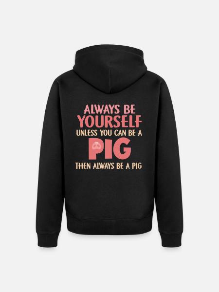 pig - Unisex Premium Organic Zip Hoodie - black