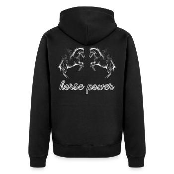 Chevaux et chevaux Horse Power aime les chevaux - Veste à capuche bio Premium Unisexe - noir - Dos - Nico (187cm)