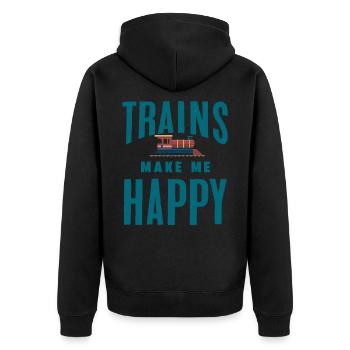 Trains - Unisex Premium Organic Zip Hoodie - black - Back - Nico (187cm)
