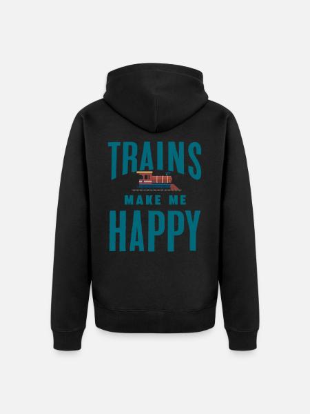 Trains - Unisex Premium Organic Zip Hoodie - black