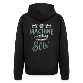 Sewing sewing machine - Unisex Premium Organic Zip Hoodie - black - Back - Nico (187cm)