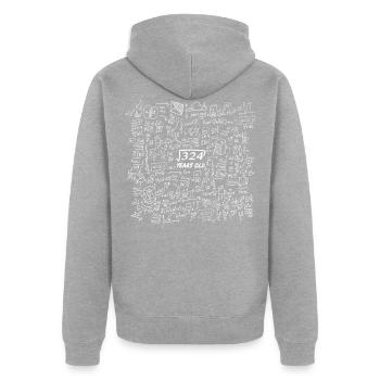 18 ans cadeau racine carrée 324 ans - Veste à capuche bio Premium Unisexe - gris chiné - Dos - Nico (187cm)