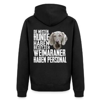 Weimaraner Hund Hunderasse - Unisex Premium Bio Zip Hoodie - Schwarz - Hinten - Nico (187cm)